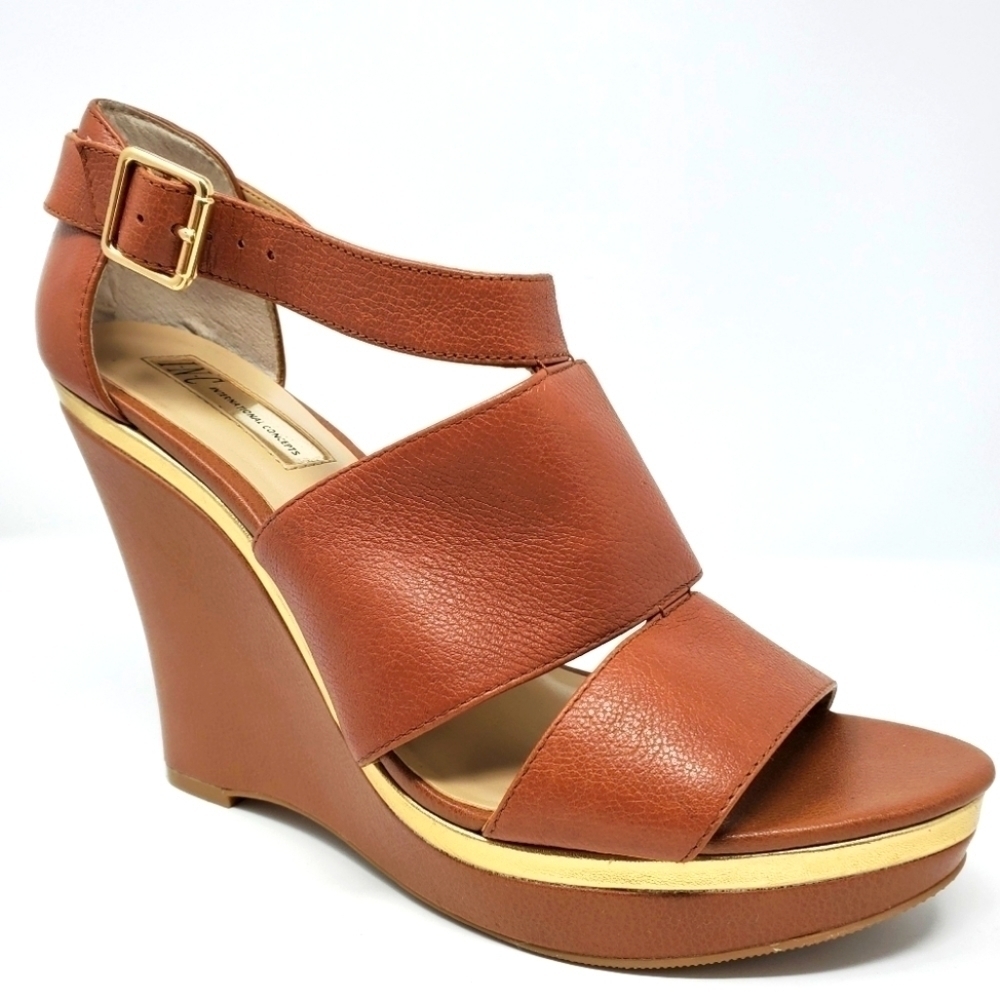 I.N.C. Camie Cognac Leather Wedges